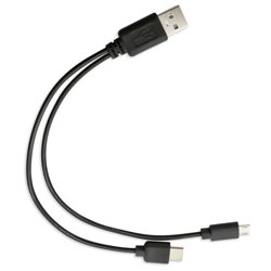 Cable corto negro para conexión de USB tipo C a duo micro USB y Lighting · KoalaRojo, Artículo promocional y personalizado