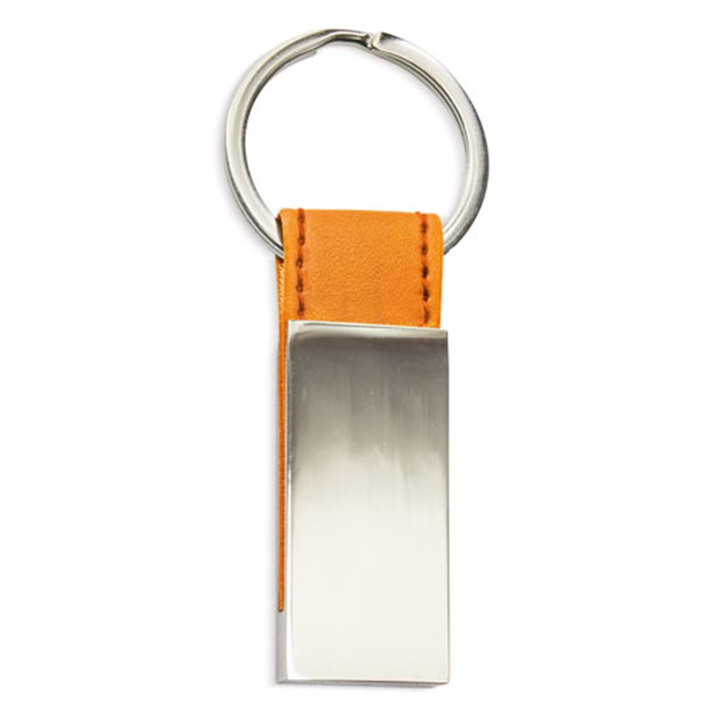 Llavero elegante metálico con tira en piel naranja y anilla plana · Koala Rojo, Merchandising promocional y personalizado