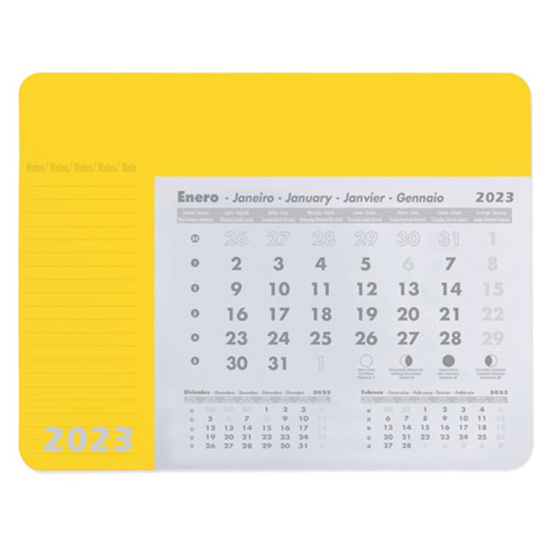 Alfombrilla calendario de ratón tapa amarilla y transparente con hojas calendario · Koala Rojo, Merchandising promocional y personalizado