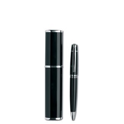 Bolígrafo metálico giratorio negro con detalles cromados y caja de aluminio a juego · KoalaRojo, Artículo promocional y personalizado