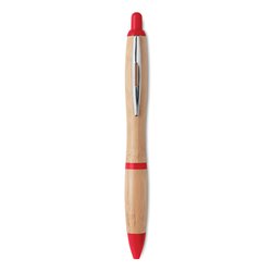 Bolígrafo en bambú ergonómico con detalles en ABS rojo · Merchandising promocional de Temáticas promocionales · Koala Rojo