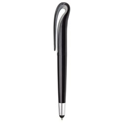 Bolígrafo de plástico negro con clip continuo curvo y detalle en color · KoalaRojo, Artículo promocional y personalizado