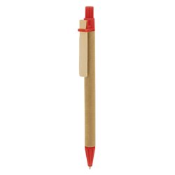 Bolígrafo en cartón reciclado con clip de madera y detalles en ABS rojo · KoalaRojo, Artículo promocional y personalizado