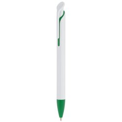 Bolígrafo pulsador en plástico ABS blanco con detalles verdes · Merchandising promocional de Escritorio y Oficina · Koala Rojo