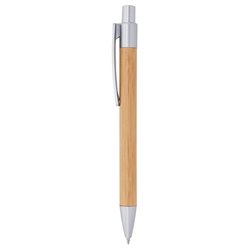 Bolígrafo en bambú natural con componentes en plástico ABS plateado · KoalaRojo, Artículo promocional y personalizado