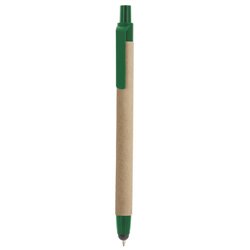 Bolígrafo de cartón reciclado con puntero en punta y detalles verdes en ABS · Merchandising promocional de Escritura · Koala Rojo
