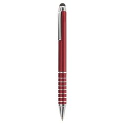 Bolígrafo puntero en aluminio rojo con anillas decorativas en plateado · KoalaRojo, Artículo promocional y personalizado