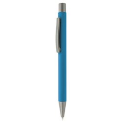 Bolígrafo metálico con cuerpo acabado soft azul y detalles en gris mate · Merchandising promocional de Escritura · Koala Rojo