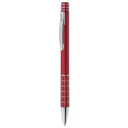 Bolígrafo metálico en rojo con anillas metálicas decorativas · Merchandising promocional de Escritorio y Oficina · Koala Rojo
