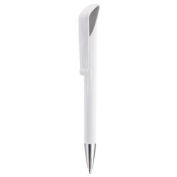 Bolígrafo de plástico blanco con clip integrado y detalle en gris · KoalaRojo, Artículo promocional y personalizado