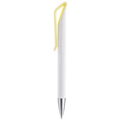 Bolígrafo de plástico blanco con clip integrado. Vista lateral · KoalaRojo, Artículo promocional y personalizado