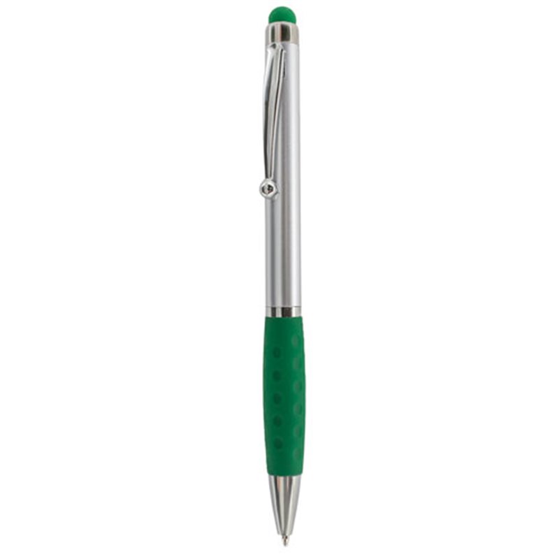 Bolígrafo puntero acabado metalizado con agarre antideslizante verde · Koala Rojo, Merchandising promocional y personalizado