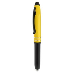 Bolígrafo metálico con linterna LED en combinado negro con amarillo · Merchandising promocional de Escritorio y Oficina · Koala Rojo