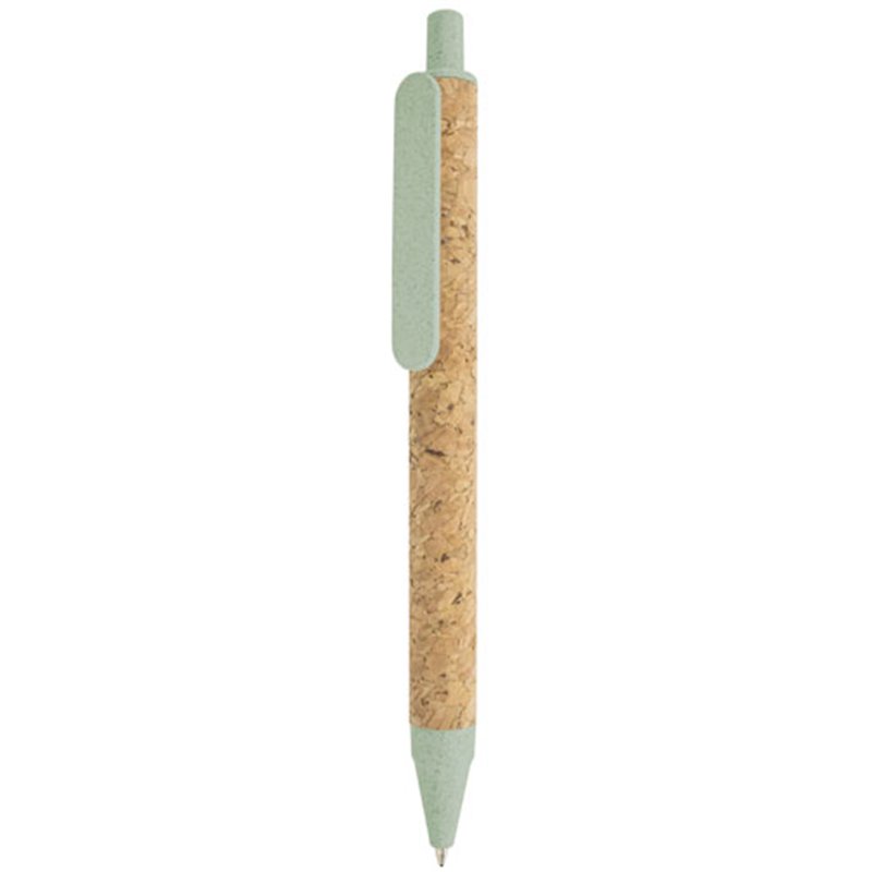 Bolígrafo corcho natural con detalles verdes en fibra de trigo combinado PP · Koala Rojo, Merchandising promocional y personalizado