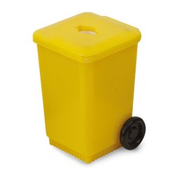 Sacapuntas contenedor de reciclaje amarillo plásticos con sacapuntas en la tapa · Merchandising promocional de Escritura · Koala Rojo
