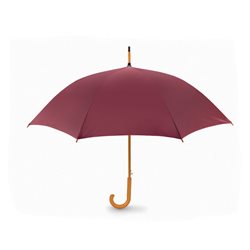 Paraguas automático burdeos con puntas y mango curvo en madera        · KoalaRojo, Artículo promocional y personalizado