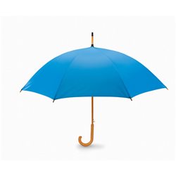 Paraguas automático azul con puntas y mango curvo en madera        · KoalaRojo, Artículo promocional y personalizado