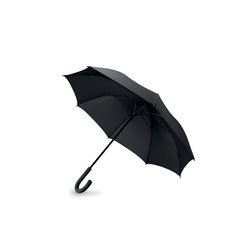 Paraguas anti viento automático de mango curvo eje metal lacado y varillas fibra de vidrio
