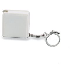 Llavero flexómetro 1m carcasa cuadrada blanca y anilla con enganche de cierre · KoalaRojo, Artículo promocional y personalizado