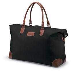 Bolsa viaje o deporte estilo vintage en negro con detalles en PVC marrón · KoalaRojo, Artículo promocional y personalizado