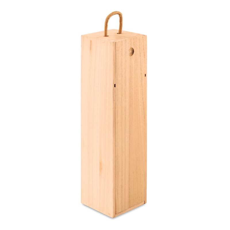Caja de madera para botellas de vino con tapeta deslizante y asa de cordón · Koala Rojo, Merchandising promocional y personalizado