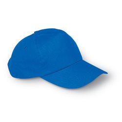 Gorra de 5 paneles azul tipo béisbol en algodón con cierre de plástico