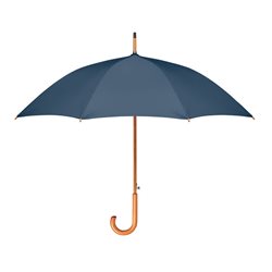 Paraguas automático RPET azul oscuro con eje y mango curvo en madera natural · KoalaRojo, Artículo promocional y personalizado