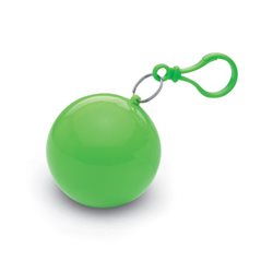 Poncho de lluvia transparente en bola llavero verde con mosquetón a juego · Merchandising promocional de Chubasqueros e impermeables · Koala Rojo