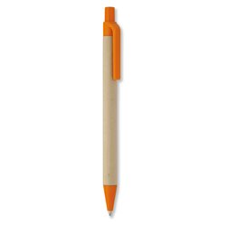 Bolígrafo eco en papel y detalles en maíz biodegradable PLA naranja