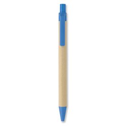 Bolígrafo eco en papel y detalles en maíz biodegradable PLA azul