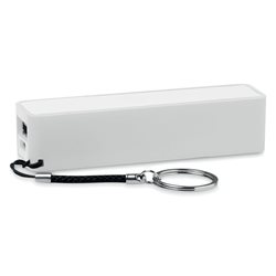Power Bank 2200 mAh rectangular clásico blanco y cordón con anilla llavero · Merchandising promocional de Powerbank · Koala Rojo