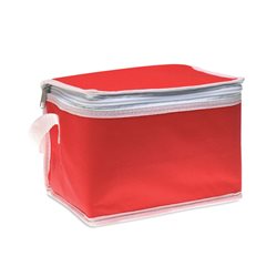 Bolsa enfriadora de 6 latas en nonwoven rojo con ribetes de contraste