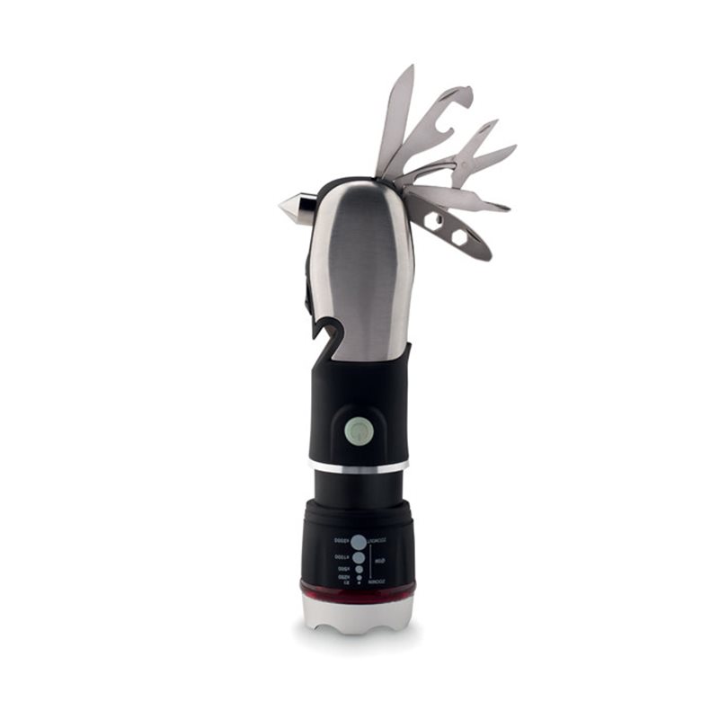 Linterna multiusos con martillo de emergencia cutter y 9 herramientas · Koala Rojo, Merchandising promocional y personalizado