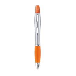 Bolígrafo marcador naranja con cuerpo en plateado satinado y detalles cromados