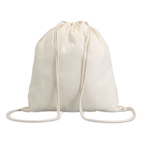 Bolsa mochila de cuerdas 100% algodón en color crudo