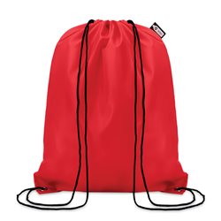 Bolsa de cuerdas RPET, plástico reciclado, en rojo con cordones negros · KoalaRojo, Artículo promocional y personalizado