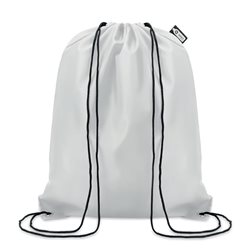 Bolsa de cuerdas RPET, plástico reciclado, en blanco con cordones negros · KoalaRojo, Artículo promocional y personalizado