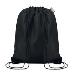 Bolsa de cuerdas RPET, plástico reciclado, en negro con cordones negros · KoalaRojo, Artículo promocional y personalizado