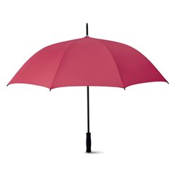 Paraguas automático rojo con mango goma eva y puntas metálicas en negro   