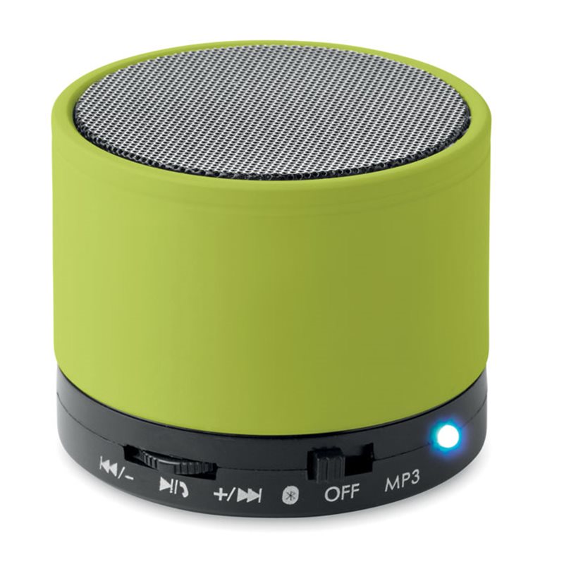 Mini altavoz con radio verde inalámbrico Bluetooth acabado caucho con salida 3W