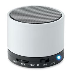 Mini altavoz con radio blanco inalámbrico Bluetooth acabado caucho con salida 3W · KoalaRojo, Artículo promocional y personalizado