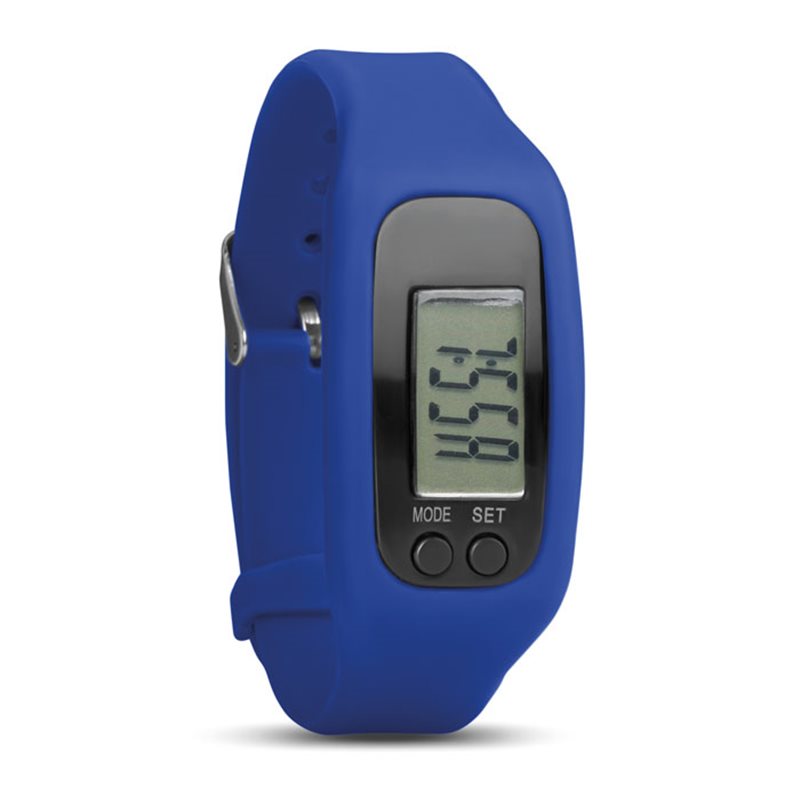 Pulsera deportiva en azul con contador de pasos distancia tiempo y calorías · Koala Rojo, Merchandising promocional y personalizado