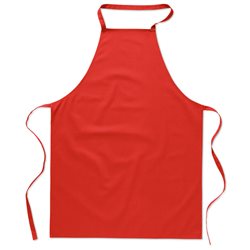 Delantal peto de cocina rojo en algodón con cinta para cuello y espalda