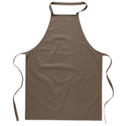 Delantal peto de cocina en algodón marrón con cinta para cuello y espalda