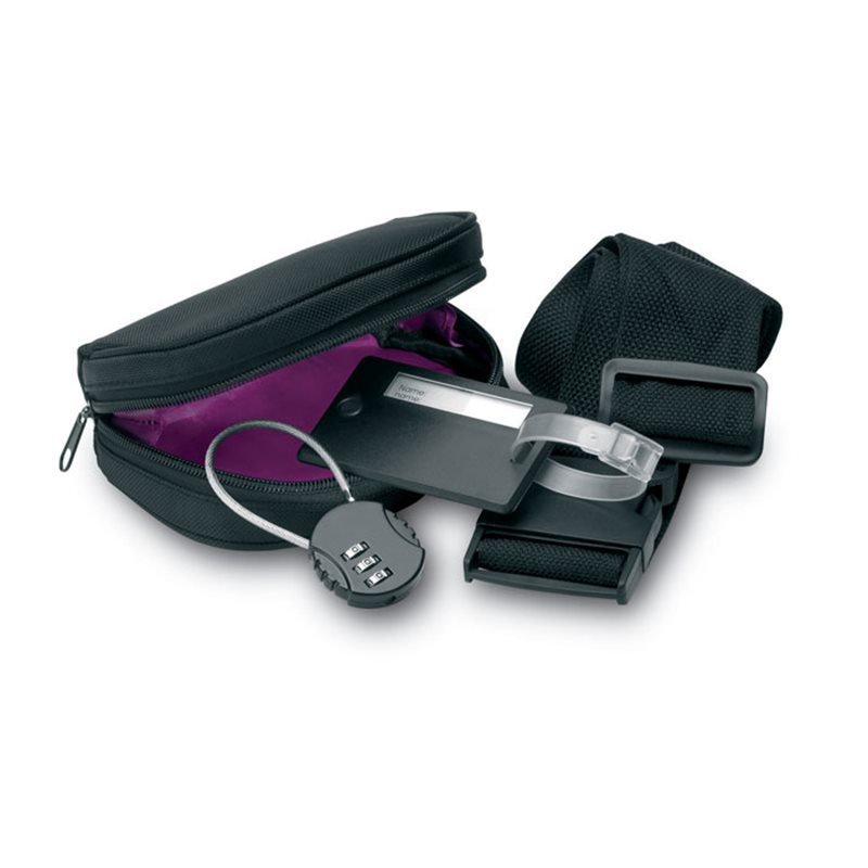 Set de viaje seguridad con identificador maleta candado y correa de seguridad · Koala Rojo, Merchandising promocional y personalizado