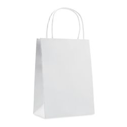Bolsa de papel pequeña blanca con asa corta para compras o regalos