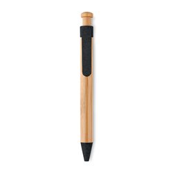 Bolígrafo de bambú con detalles a base de paja eco y plástico ABS negro · Merchandising promocional de Escritorio y Oficina · Koala Rojo