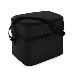 Bolsa nevera de 2 compartimentos en negro y cinta bandolera