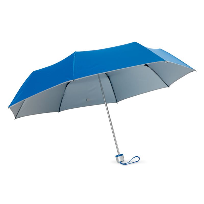 Paraguas plegable manual de estructura metálica y detalles plateado   