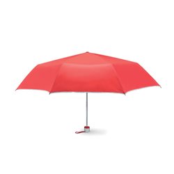 Paraguas plegable manual rojo de estructura metálica y detalles plateado   